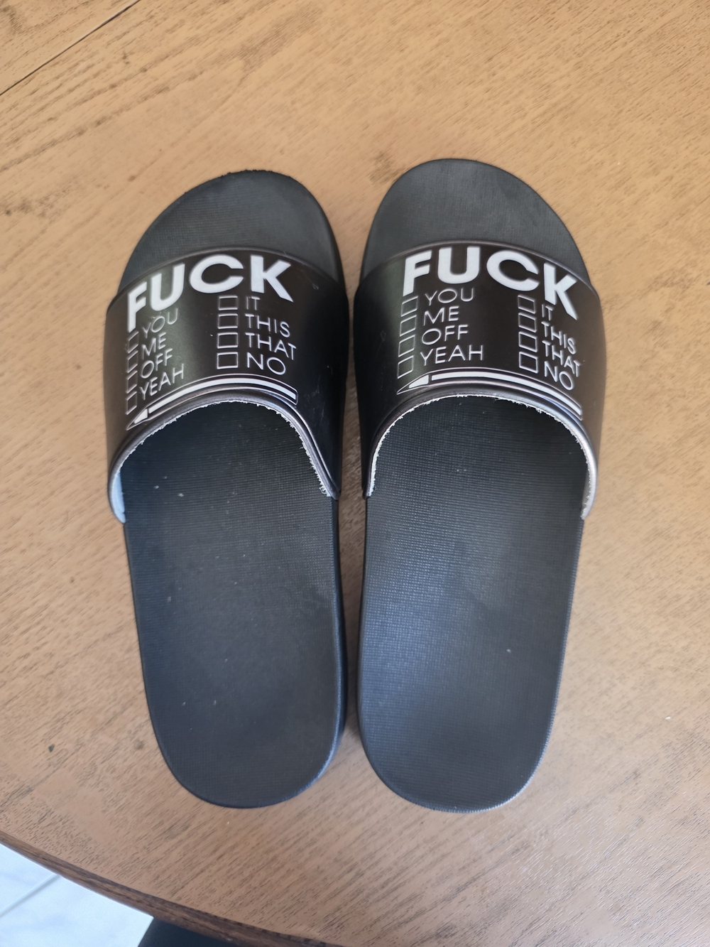Black Graphic Slide Sandals with Statement Band